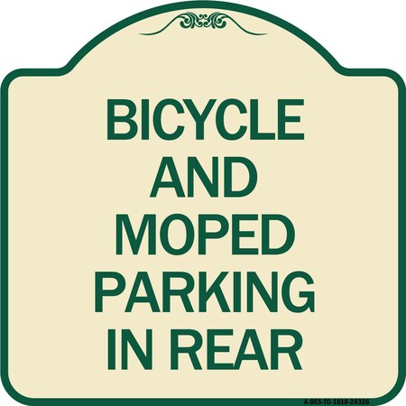 Signmission Bicycle and Moped Parking in Rear Heavy-Gauge Aluminum Architectural Sign, 18" x 18", TG-1818-24326 A-DES-TG-1818-24326